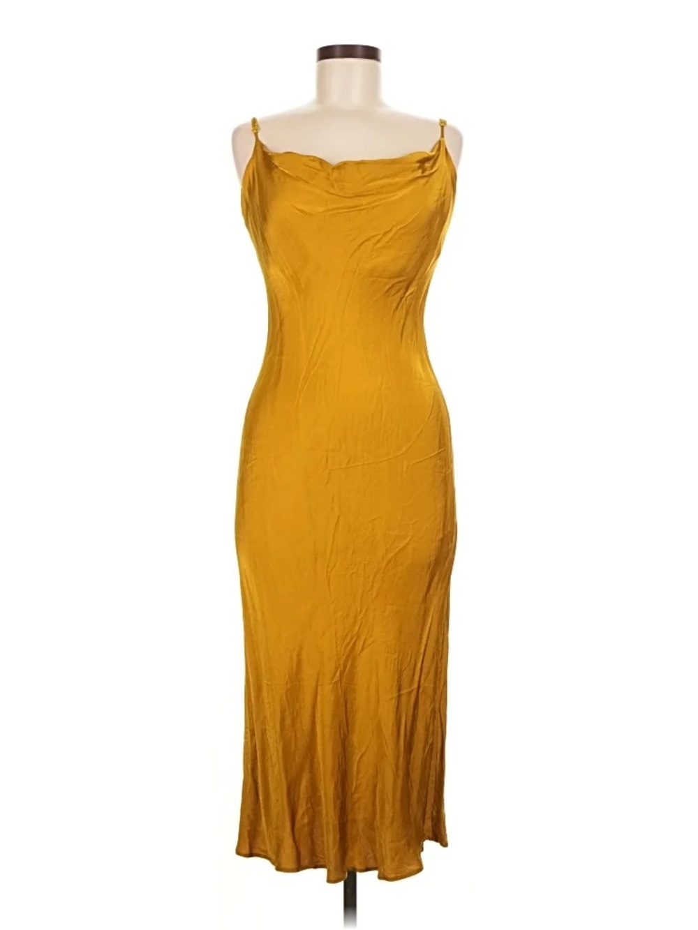 Zara Mustard Yellow Slip Midi Dress - Picture 2 of 5